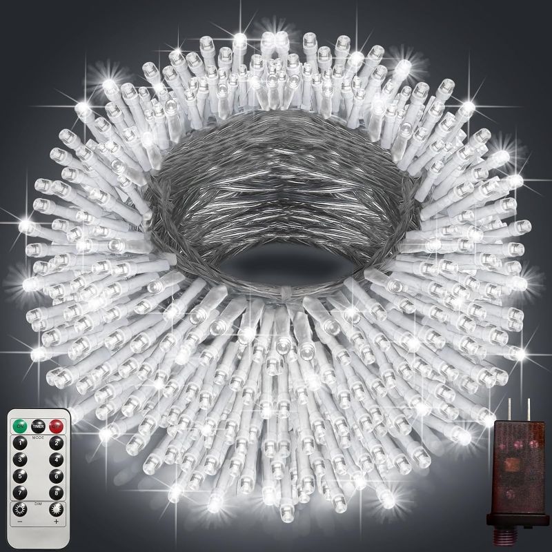Photo 1 of 393FT Outdoor Christmas Lights 1200 LED Christmas Lights with 8 Modes Waterproof Led String Lights Plug In Christmas Decorations Outdoor Indoor for Holidays Party Wedding Xmas Home Decor Cool White