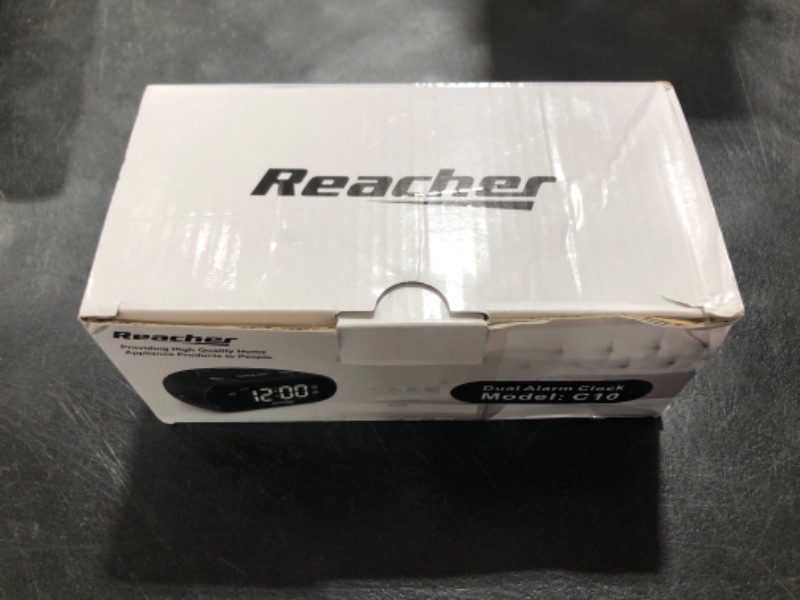 Photo 1 of REACHER Weekday/Weekend Dual Alarm Clock with 2 USB Ports, 5 Wake Up Sounds, Adjustable Volume, LED Digital Display, Big Digits, 0-100% Dimmer, Snooze, 12/24 Hours, Small Size for Bedside Desk Black