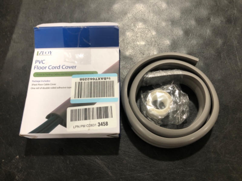 Photo 2 of 3FT Cord Cover Floor, Grey Cord Hider Floor, Extension Cable Cover Power Cord Protector Floor, Cable Management Hide Cords on Floor - Soft PVC Wire Covers - Cord Cavity: 0.7" (W) x 0.4" (H) 3 feet Grey