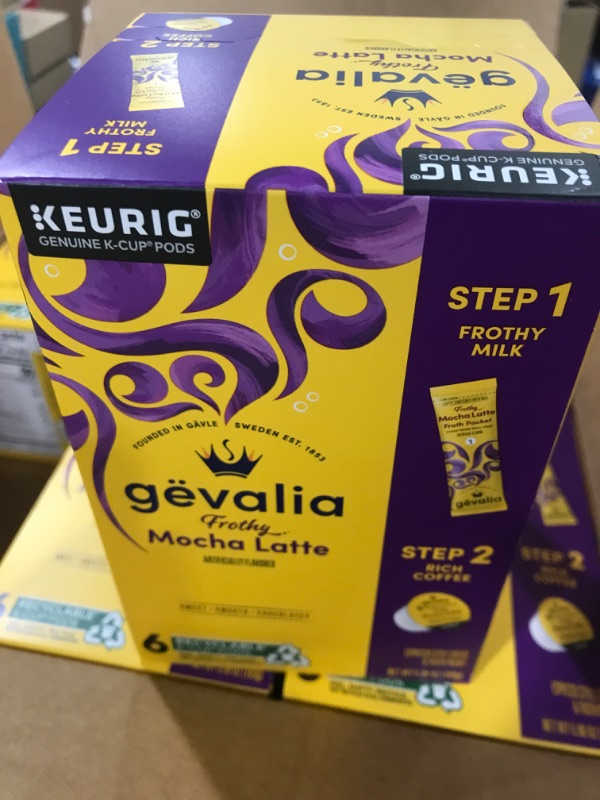 Photo 2 of Gevalia, 2-Step K-Cup & Froth Packets, 6 Count, 5.6oz Box (Pack of 3) (Mocha Latte) 