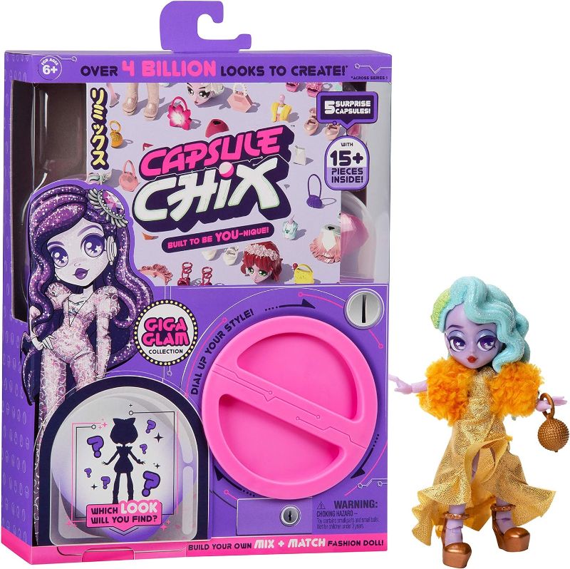 Photo 1 of Capsule Chix Giga Glam Collection, 4.5 inch Doll with Capsule Machine Unboxing and Mix and Match Fashions and Accessories
