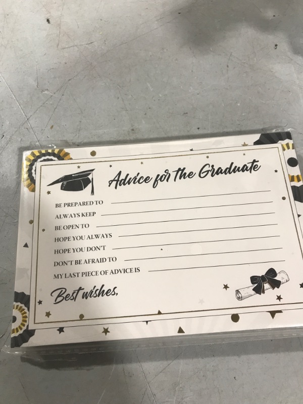 Photo 2 of Joyousa 2023 Personalized Graduation Advice Cards / Party Favors or Supplies, Black & Gold - Advice for the Graduate, Table Games Graduation Cards, 50 Pack