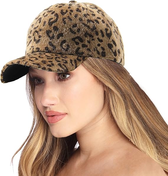 Photo 1 of Faux Fur Baseball Cap Women,Warm Leopard Fleece Baseball Hats Men,Plush Winter Hip-Hop Dad Hat Teens Headwear 20"-23.5"
