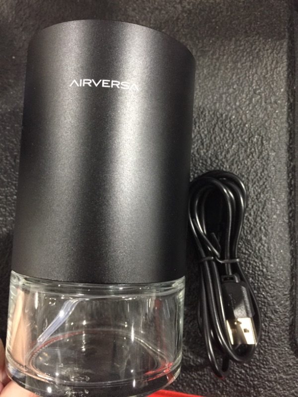 Photo 3 of Airversa Waterless Diffuser for Essential Oil Nebulizer ????? Capacity Battery Operated Aromatherapy Mini Scent Air Machine Atomizing Diffuser 1/2/3H/Continous 3 Mist Level 3 Lighting Effects Black
