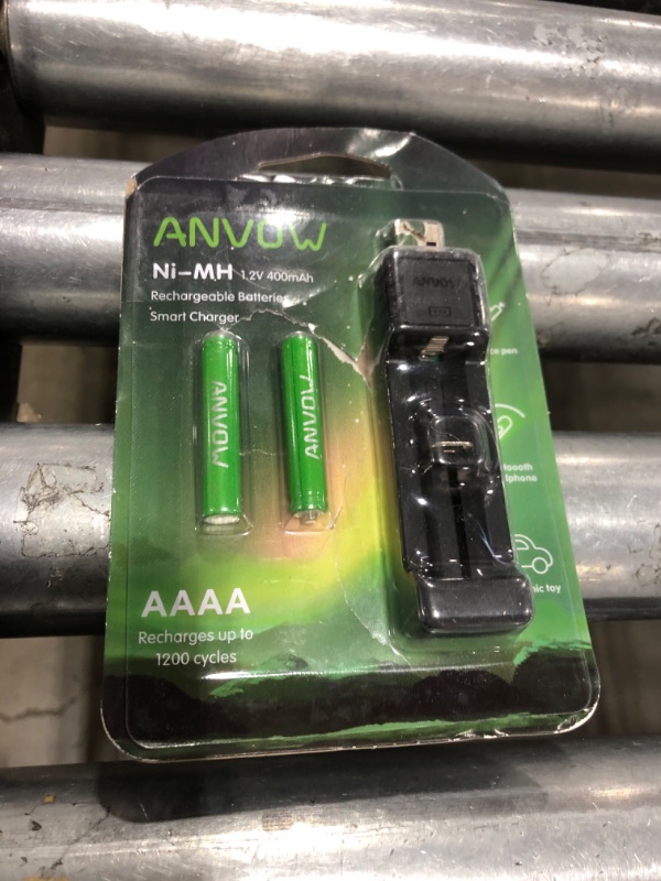 Photo 2 of ANVOW Smart AAAA Battery Charger with 2 Counts Rechargeable AAAA Batteries - Ni-MH 1.2V 400mAh 1200 Cycles Surface Pen Active Stylus Rechargables Battery