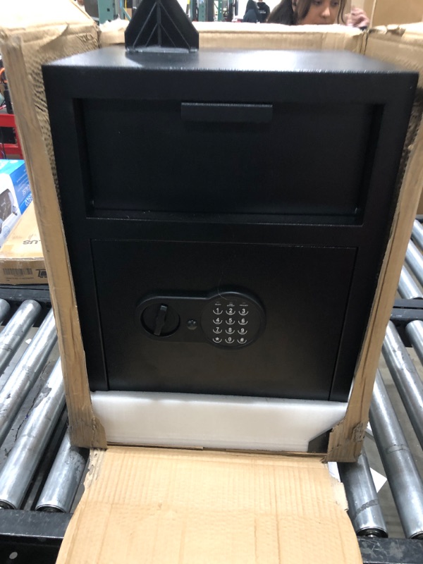 Photo 2 of 2.6 Cu Ft Fireproof Drop Safe with Quick Place Drop Slot, Anti-Theft Business Security Depository Safe with Combination Lock & 2 Keys, Large Drop Box Safe for Cash, Mail, Checks, Document