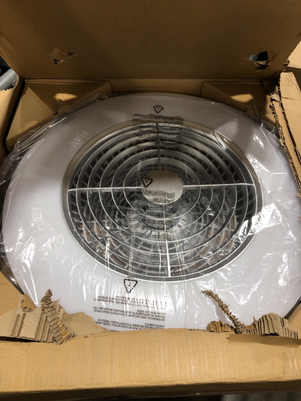 Photo 1 of HUMHOLD Bladeless Ceiling Fan with Bright Lights - 24" Low Profile Ceiling Fan 3-Dimmable LED Light, 6 Speed 7 Blades Enclosed Ceiling Fans for Bedroom Living Room 1# 24 Inch Standard Model | Silver