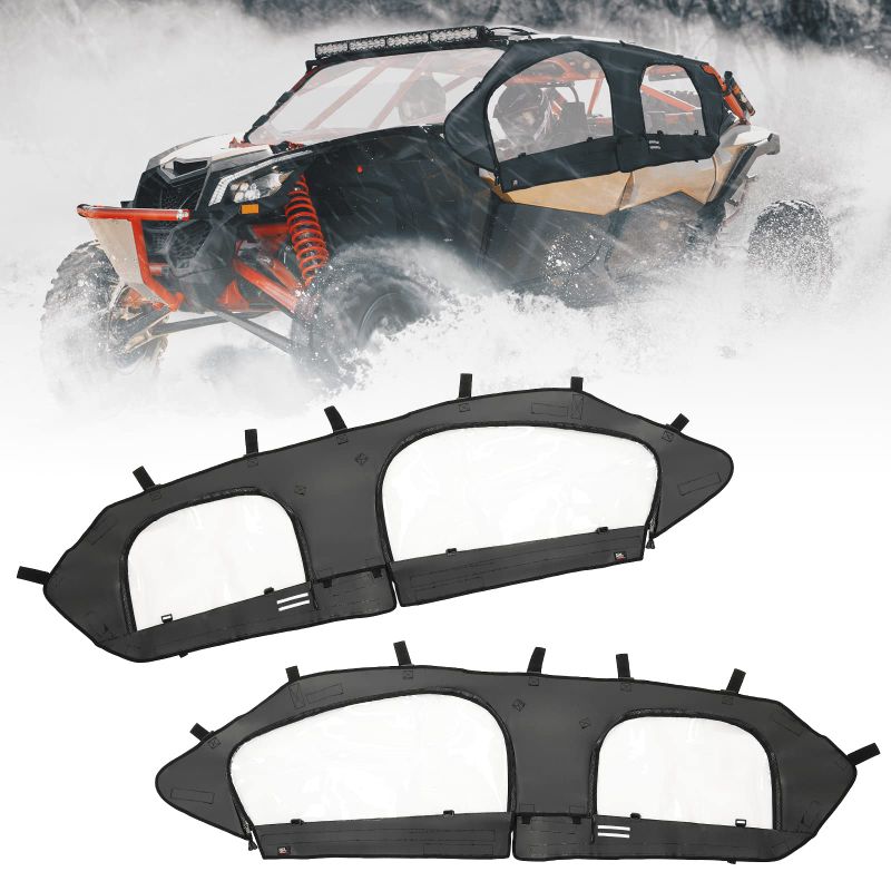 Photo 1 of Kemimoto X3 Soft Upper Door Set Kit, UTV Soft Cab Doors top Enclosure, Soft Top Door Skin Compatible with 2017-2023 Can Am Maverick X3 Max 4-Seater Models- Work with Roof and Partial Windshields