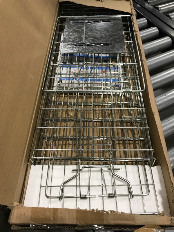 Photo 4 of 32" Live Animal Cage Trap, Heavy Duty Folding Raccoon Traps, Humane Cat Trap for Stray Cats, Raccoons, Squirrel, Skunk, Mole, Groundhog, Armadillo, Rabbit, Catch and Release