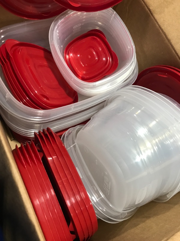 Photo 3 of Rubbermaid SET  Food Storage Containers with Lids, Salad Dressing and Condiment Containers, Microwave and Dishwasher Safe, Red 
