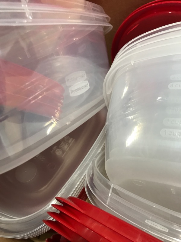 Photo 4 of Rubbermaid SET  Food Storage Containers with Lids, Salad Dressing and Condiment Containers, Microwave and Dishwasher Safe, Red 
