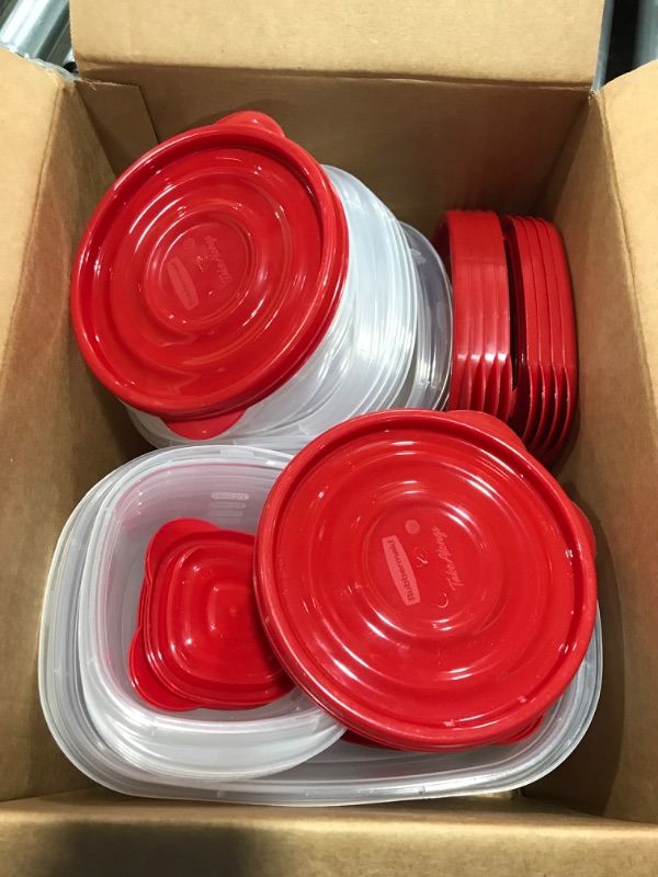 Photo 2 of Rubbermaid SET  Food Storage Containers with Lids, Salad Dressing and Condiment Containers, Microwave and Dishwasher Safe, Red 
