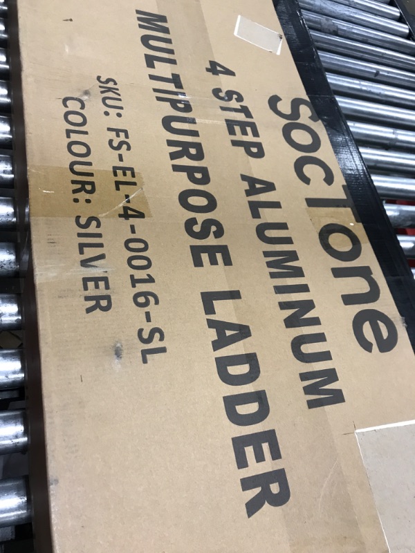 Photo 1 of Soctone Ladder, A Frame 4 Step Extension Ladder, 17 Ft With Multi Position & Removable Tool Tray with Stabilizer Bar, 330 lbs Weight Rating Telescoping Ladder for Household or Outdoor Work