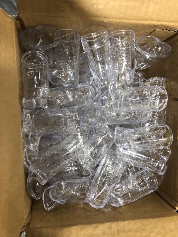 Photo 2 of durony 72 Pieces 1 OZ Clear Cowboy Glasses Mini Cowboy Boot Shot Glasses Plastic Western Cowboy Glasses for Cowboy Cowgirl Party Supplies, Bachelorette Party, Wedding Decor Clear 72