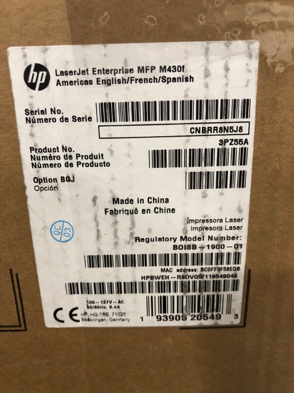 Photo 6 of HP LaserJet Enterprise MFP M430f Monochrome All-in-One Printer with built-in Ethernet & 2-sided printing (3PZ55A),white, Large
