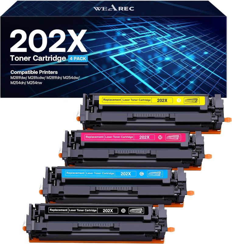 Photo 1 of 202X Toner Cartridges High Yield 4 Pack 202A Compatible with HP Color Laserjt Pro MFP M281fdw Toner, M281cdw Toner
