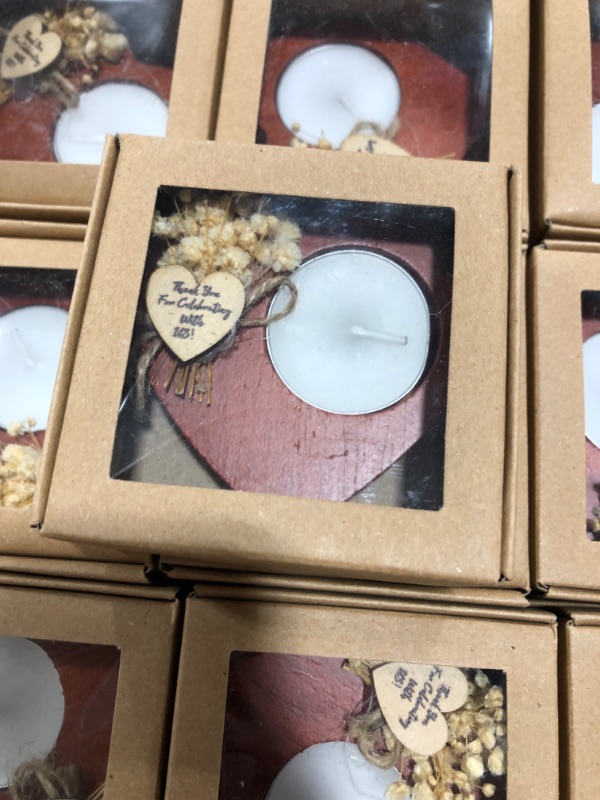 Photo 3 of 100 Pcs Bridal Shower Favors Candles Rustic Wedding Favors Party Favors Anniversary, Engagement, Celebration, Valentine’s Day, Family Reunion, Thanksgiving Favors for Guests (Deep Wood Color)