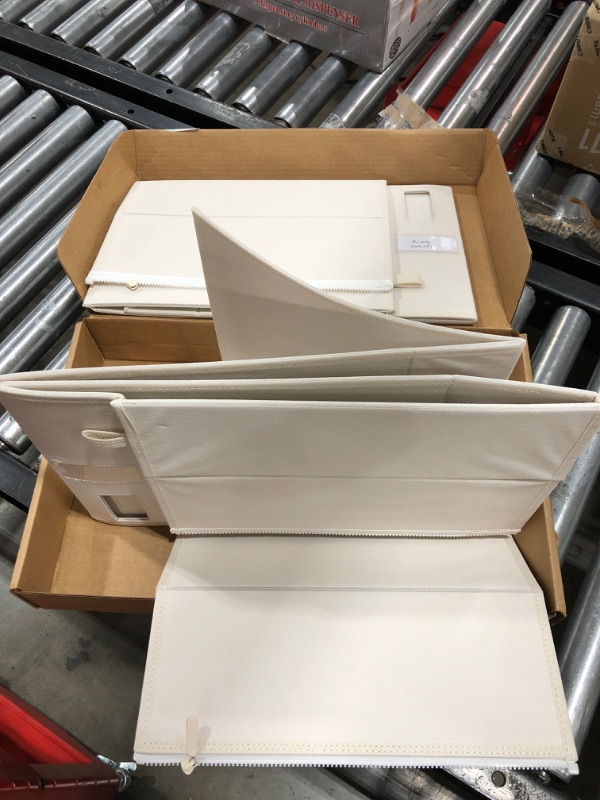 Photo 1 of Twin/Full Size (Ivory 2-Pack) - The Original 2-Pack Storage Container, Foldable Bedding Organizer, Linen Fabric Storage Bins for Bed Sheets, Duvet Covers and Pillowcases, Storage Boxes X Ivory