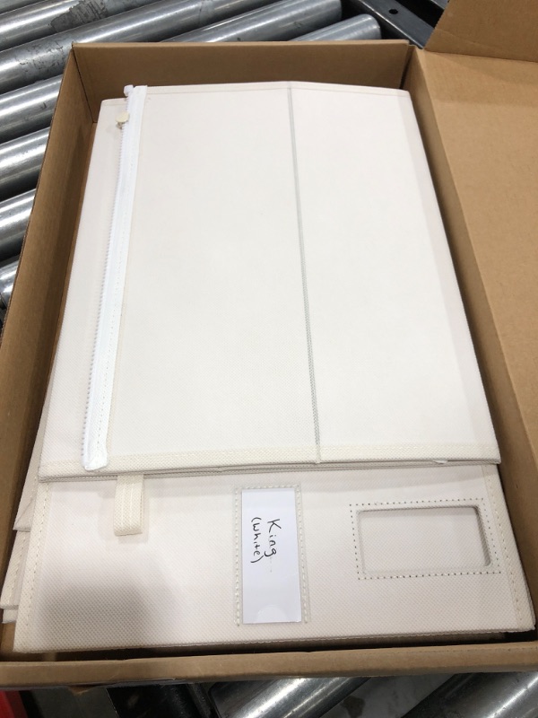 Photo 1 of Twin/Full Size (Ivory 2-Pack) - The Original 2-Pack Storage Container, Foldable Bedding Organizer, Linen Fabric Storage Bins for Bed Sheets, Duvet Covers and Pillowcases, Storage Boxes X Ivory