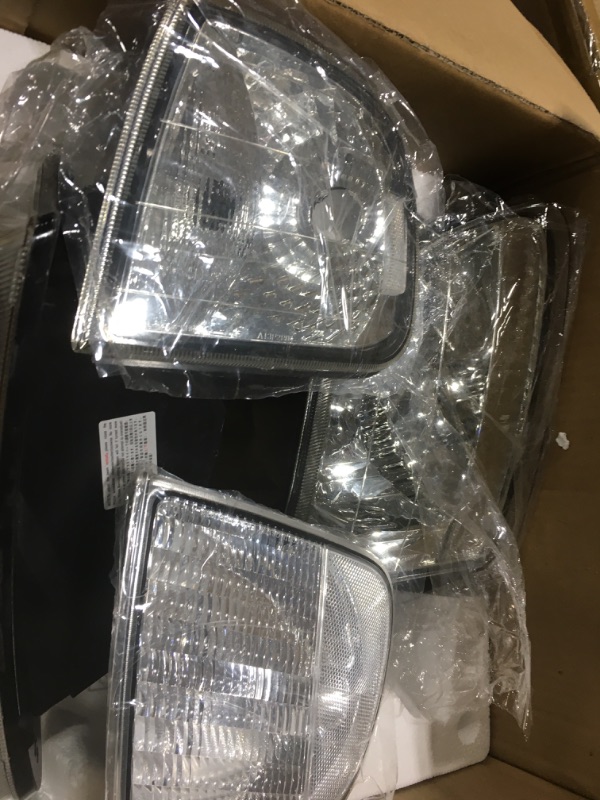Photo 2 of DWVO Headlight Assembly Compatible with 1997-2003 Ford F-150/1997-2002 Ford Expedition Chrome Housing Clear Reflector