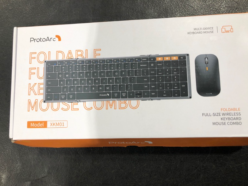 Photo 2 of Foldable Keyboard and Mouse, ProtoArc XKM01 Folding Bluetooth Keyboard Mouse Combo for Business and Travel, 2.4G+Dual Bluetooth, USB-C Rechargeable, Full-Size Portable Keyboard for Laptop iPad Tablet
