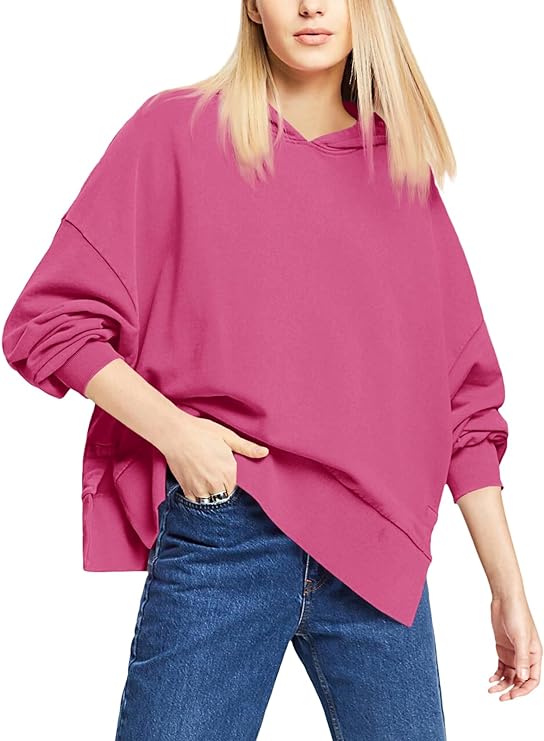 Photo 1 of Fisoew Women's Hoodie Oversized Sweatshirt Casual Long Sleeve Side Split Fall Loose Pullover Tops 2XL
