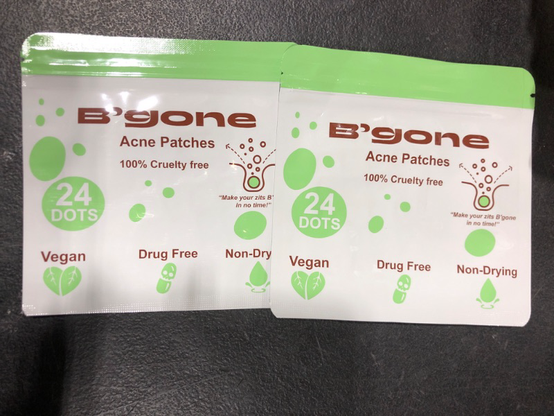 Photo 2 of B'gone Absorbing Hydrocolloid Acne Patch, Spot Stickers for Face and Body, Not Tested on Animals, No Toxic Ingredients (24 Count) for Blemish and Zit Coverage - 2 pack 