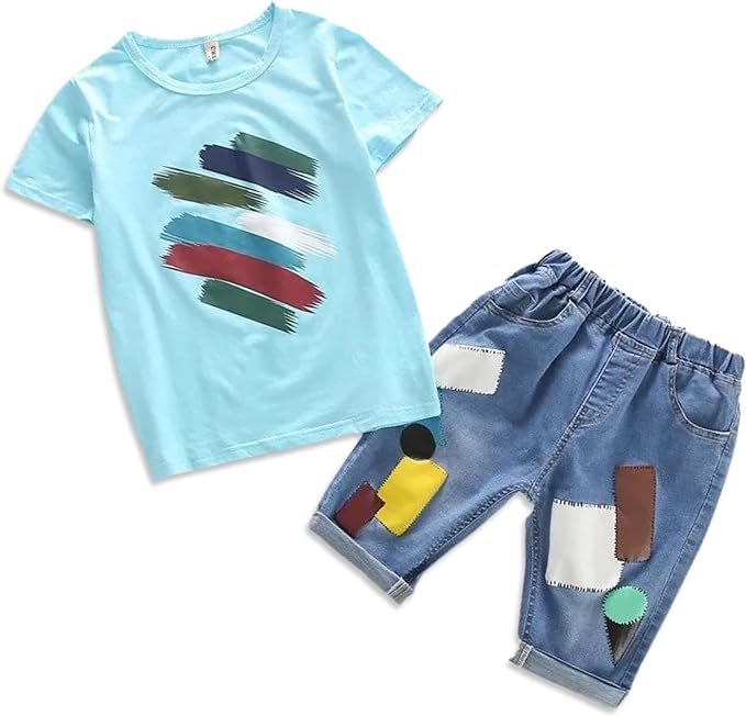 Photo 1 of Anaias James Kids Toddler Boys Clothes Short Sleeve Graphic T-Shirt and Denim Jean Shorts Set 3T