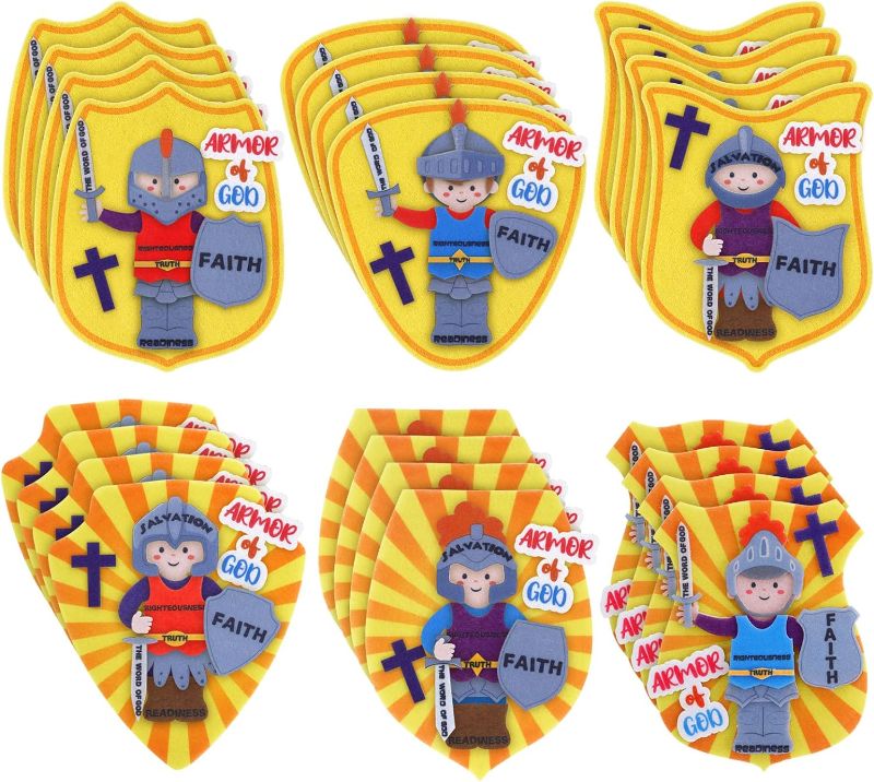 Photo 1 of 24 Pcs Armor of God Craft Kit Sunday School Crafts Religious Easter Crafts for Kids Bible Crafts for Children Fun Home Classroom Activities Party Favor...
