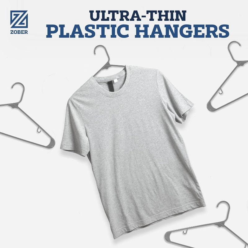 Photo 1 of Zober Plastic Hangers 12 Pc - Gray Plastic Hangers - Space Saving Clothes Hangers for Shirts