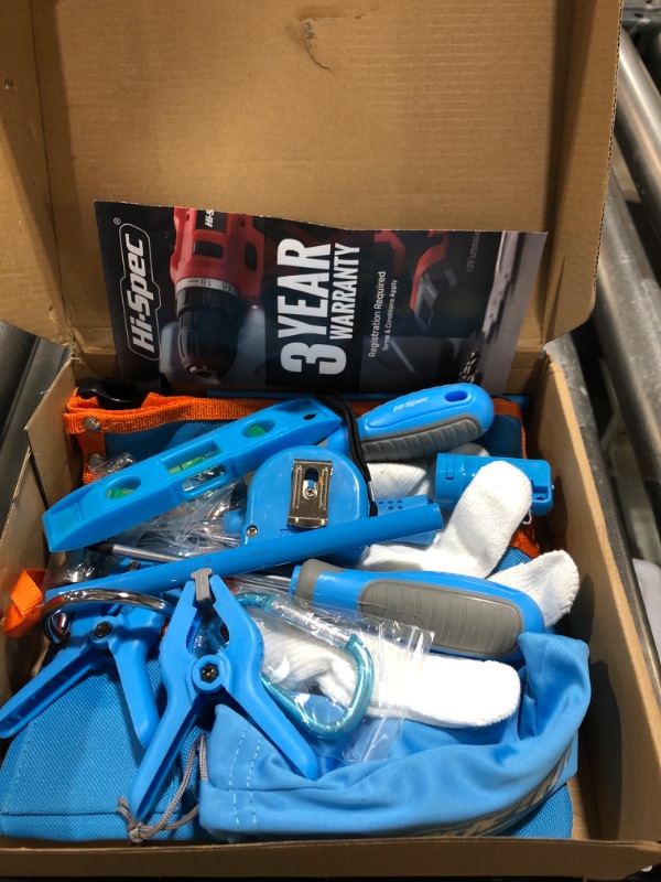 View 2 of Hi-Spec Blue Kids Tool Kit Set & Child Size Tool Belt. Real Metal Hand Tools for DIY Building