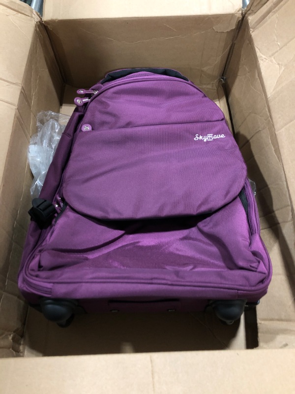 Photo 2 of 19 inches Large Storage Multifunction Travel Wheeled Rolling Backpack by HollyHOME Purple