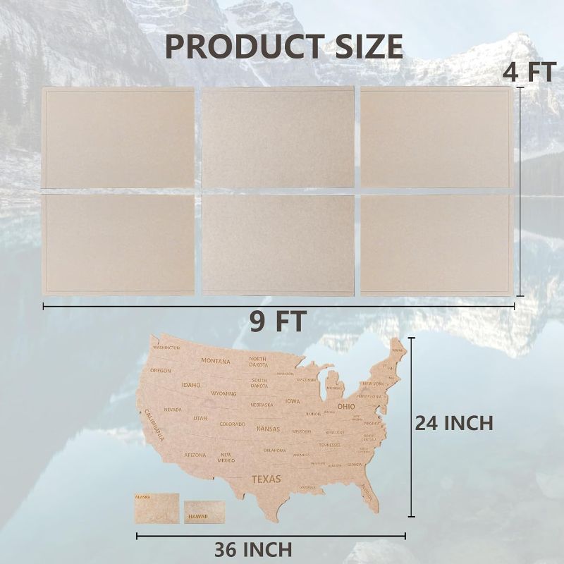 Photo 1 of Dazzle Bright USA Map Pin Board, US Map with Pins to Mark Travels, 36 x 24 inch US Map with Pushpin Bulletin Board, DIY Hanging Photo Wall Display Decor for Couples