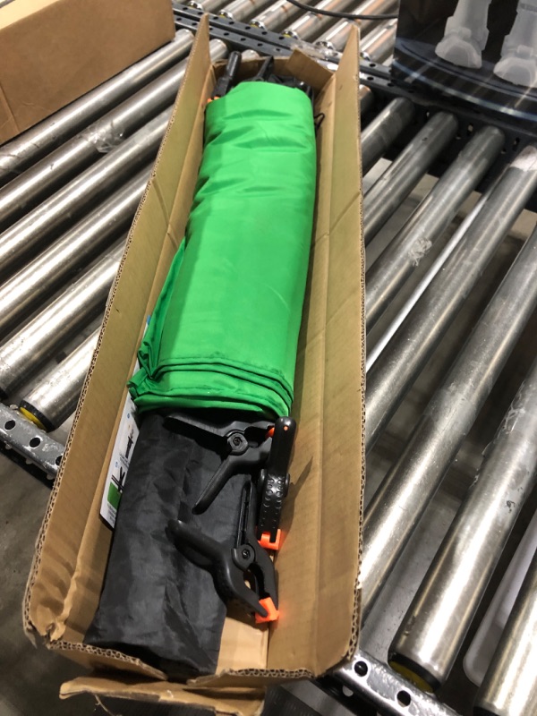 Photo 1 of JEBUTU 5X6.5ft Green Screen Backdrop with Stand Kit, Green Screen with T-Shape Background Support Stand, Portable Green Screen Stand Kit with Carrying Bag & 5 Spring Clamps for Zoom, Video, Streaming