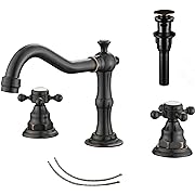Photo 1 of 2 Handles 3 Holes Faucet Widespread Bathroom Sink Faucet Oil Rubbed Bronze Basin Tap Mixer Supply Hose Included Matching Pop Up Drain