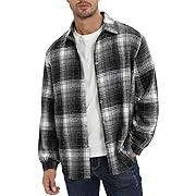 Photo 1 of  Men's Casual Cotton Plaid Shirts Long Sleeve Button-Down Flannel Overshirt Jacket XL 