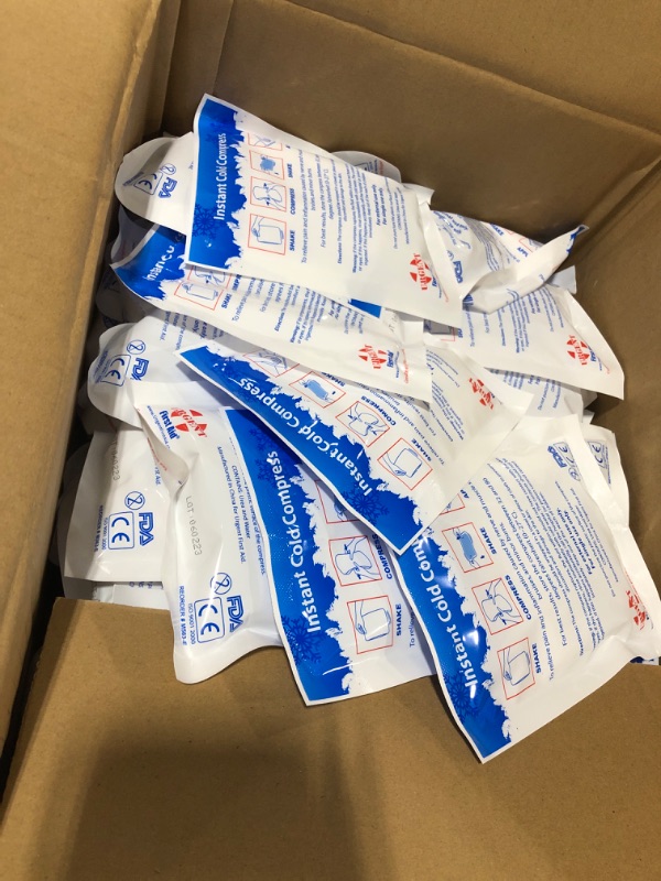 Photo 2 of Case of 125 Instant Cold Packs, 5" x 6" (4" x 5" Cold Area) - Disposable Cold Compresses - No pre-Chilling Required for Quick, Effective First aid Treatment & Relief of Aches, Pains, Bumps & Bruises