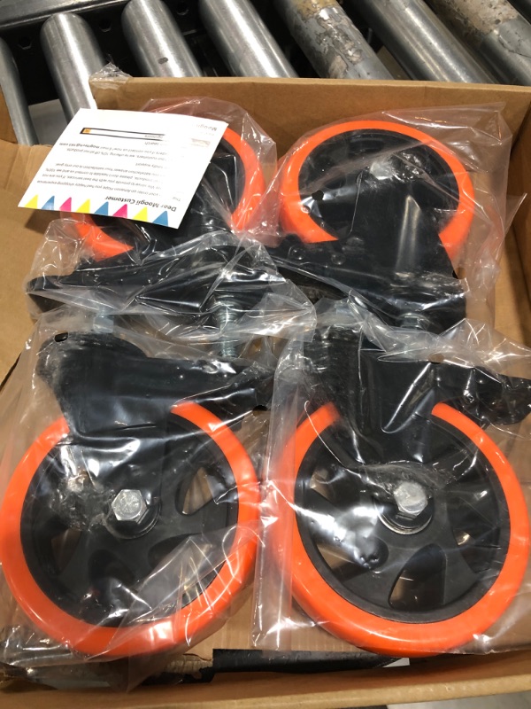 Photo 2 of 5 Inch Caster Wheels, Threaded Stem Casters Set of 4 Heavy Duty, Cart Wheels 1/2"-13 x 1" (Screw Diameter 1/2", Stem Length 1"), Safety Dual Locking Industrial Casters, Wheels for Cart, Furniture 5 inch 1/2"-13x1"