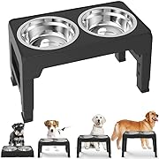 Photo 1 of  Elevated Dog Bowls Adjustable Raised Stand with Double Stainless Steel Food Bowls Adjusts to 4 Heights 3.1”, 8.6”, 10.2”, 11.8”, for Small Medium Large Dogs and Pets