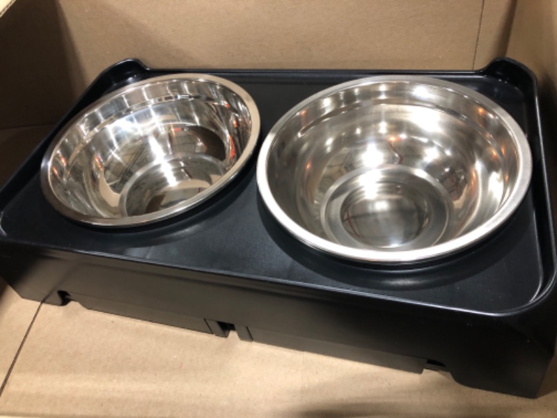 Photo 2 of  Elevated Dog Bowls Adjustable Raised Stand with Double Stainless Steel Food Bowls Adjusts to 4 Heights 3.1”, 8.6”, 10.2”, 11.8”, for Small Medium Large Dogs and Pets