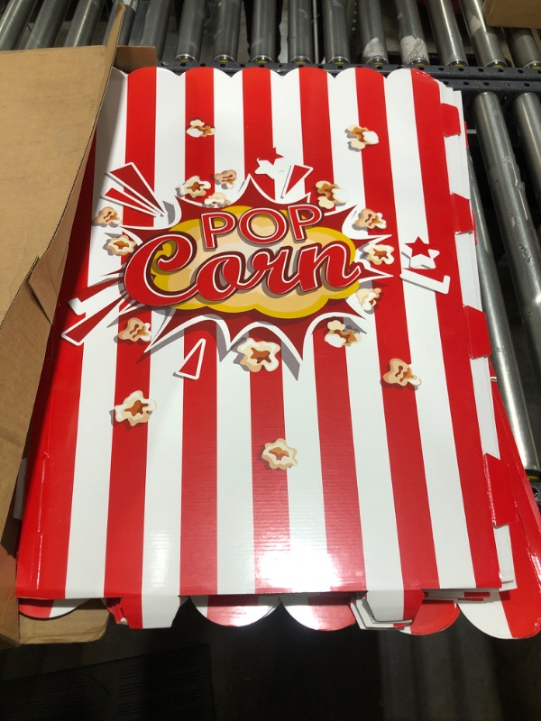 Photo 2 of 2 Pieces Giant Popcorn Box Cardboard Stand up with 100 Balloons Movie Popcorn 3D Popcorn Box Cardboard