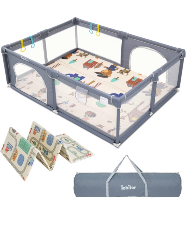 Photo 1 of Baby Playpen with Mat, Large Baby Play Yard for Toddler, BPA-Free, Non-Toxic, Safe No Gaps Playards