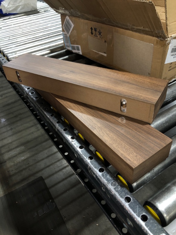 Photo 1 of MCS Floating Shelf, Room Decor Wooden Shelf, Walnut Woodgrain, 18 x 4 Inch, Set of 2