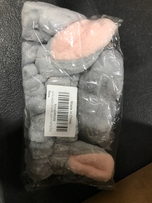 Photo 1 of 3pcs Spa Headbands Face Washing Wristbands Set Makeup Facial Sweatband Absorbent Wristbands for Washing Face Sleepover Prevent Liquid from Spilling grey 