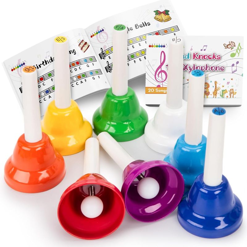 Photo 1 of 3 otters Musical Handbells Set, 8 Notes Hand Bells Diatonic Colorful Bells with Songbook for Kids Toddlers Holiday Birthday Gift Preschool Teaching
