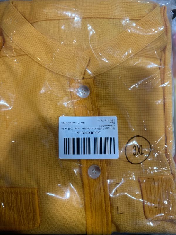 Photo 1 of 2xl SHEWIN Womens Waffle Knit Button Down Shirts Casual Long Sleeve Shacket Jacket Boyfriend Tops Blouses Loose Fit
