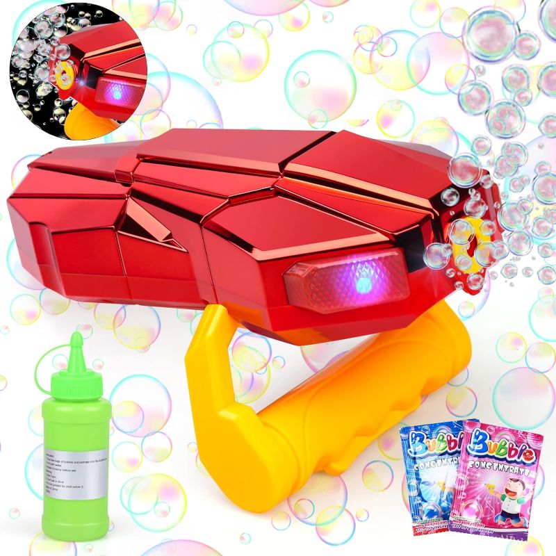 Photo 1 of Bubble Gun Handheld Bubble Machine with Light, Automatic Bubble Blower, Bubble Maker for Kids Toddlers, Bubble Wand for Parties, Bubble Toys with Bubble...
