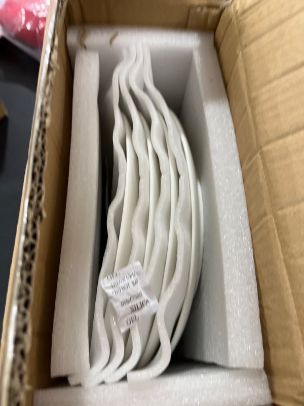 Photo 2 of Sweese 150.001 White Dinner Plates 11 Inch - Porcelain Modern Curve Square Plate Set of 6 - Dishwasher, Microwave, Oven Safe, Smooth Glaze, Scratch Resistant White 11 Inch