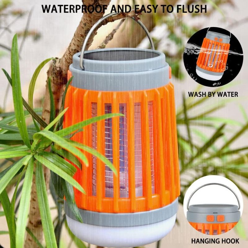 Photo 1 of  Solar Bug Zapper Light Bulb,3 in 1 Mosquitoes Killer USB Rechargeable Camping Light Flashlight,IPX6 Waterproof Portable Light Bulb Zapper for Doorway,Corridor,Balcony,Patio (Orange)