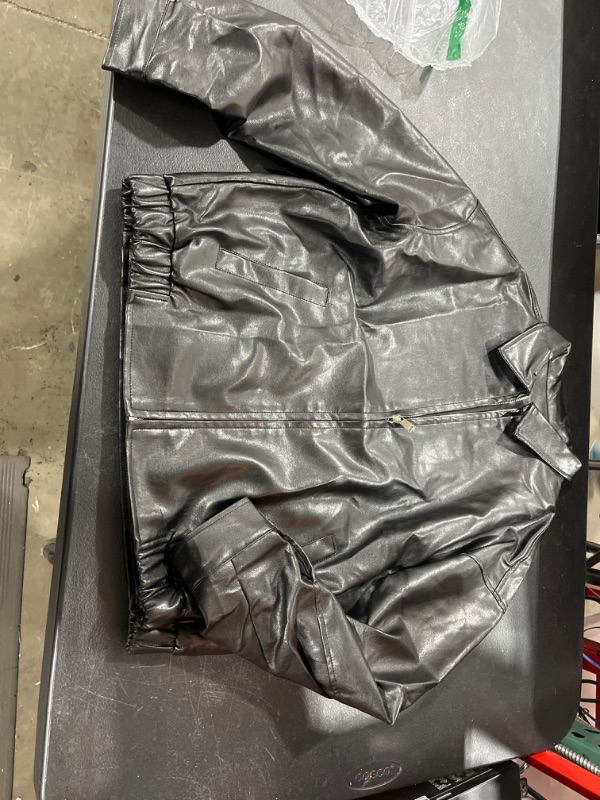Photo 1 of FAUX LEATHER JACKET, BLACK. SIZE SMALL